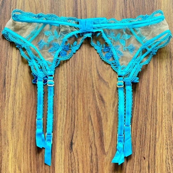 Honey Birdette Sabrina Turquoise Midi Style Suspender. - Picture 6 of 10